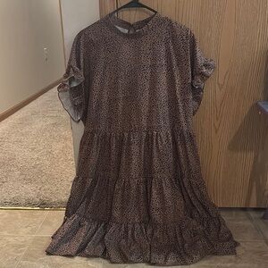Brown Polka Dot Tiered Dress